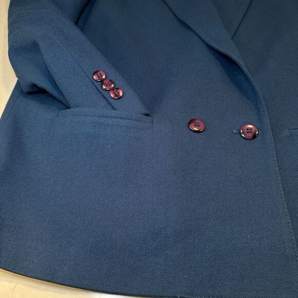 Ashley Brooke Wool Double Breasted Blazer Womens Jacket Work Vintage Royal Blue - Picture 15 of 16